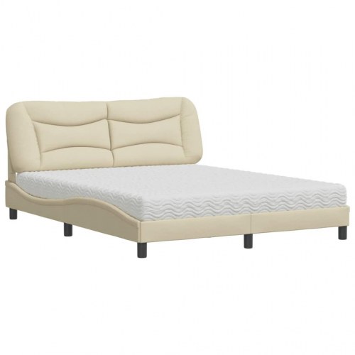 Seng med madras Hvar 160x200 cm - stof, cremefarvet