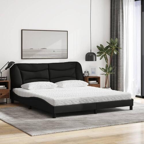 Seng med madras 180x200 cm stof sort
