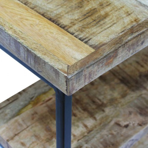 Skrivebord i mangotræ med stålstel - 110 × 50 × 76 cm, industrielt design