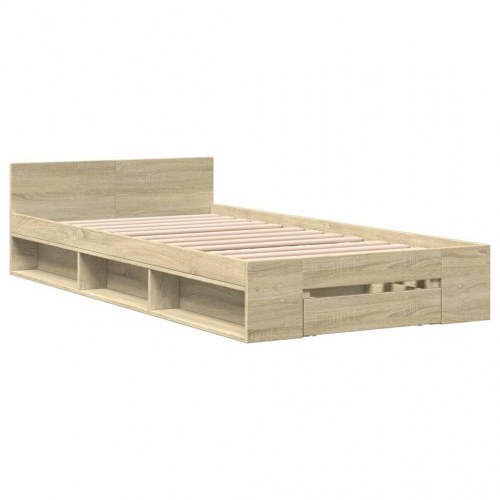 Sengeramme med skuffe 75 x 190 cm - sonoma-eg