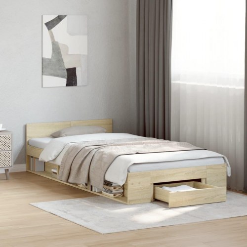 Sengeramme med skuffe 75 x 190 cm - sonoma-eg