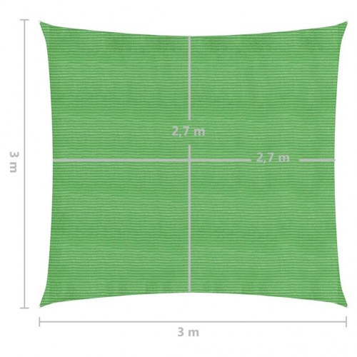 Solsejl 3×3 m - 160 g/m² HDPE, lysegrøn firkantet