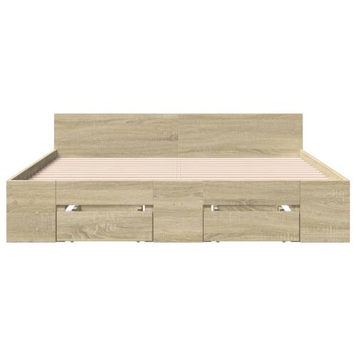 Sengeramme med skuffer 120x190 cm konstrueret træ sonoma-eg