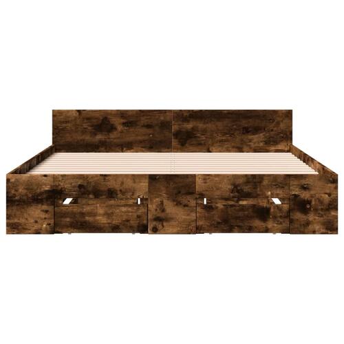 Sengeramme med skuffer 120x200 cm konstrueret træ røget eg
