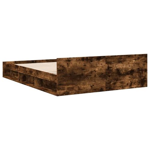 Sengeramme med skuffer 120x200 cm konstrueret træ røget eg