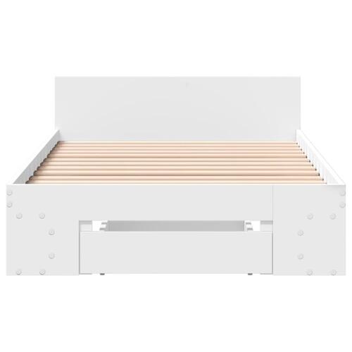Sengeramme med skuffe 100x200 cm konstrueret træ hvid