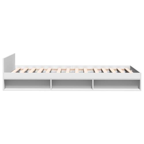 Sengeramme med skuffe 100x200 cm konstrueret træ hvid