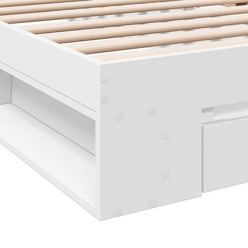Sengeramme med skuffe 100x200 cm konstrueret træ hvid