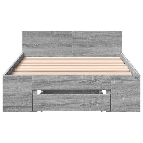 Sengeramme med skuffe 75x190 cm konstrueret træ grå sonoma-eg