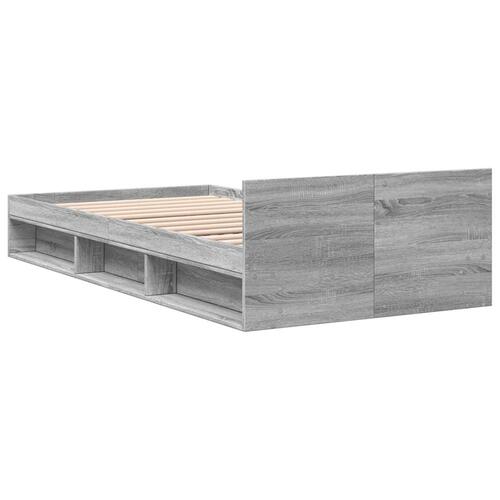 Sengeramme med skuffe 75x190 cm konstrueret træ grå sonoma-eg