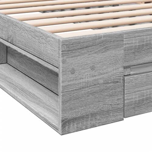 Sengeramme med skuffe 75x190 cm konstrueret træ grå sonoma-eg
