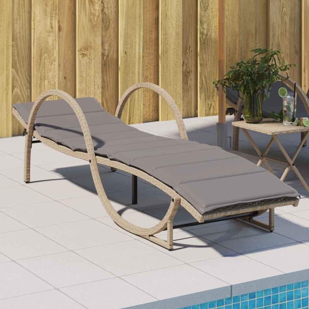 Liggestol med hynde 60x199x42 cm polyrattan beige billede