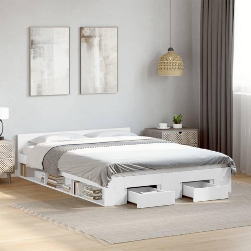 Sengeramme med skuffer 120 x 200 cm - hvid