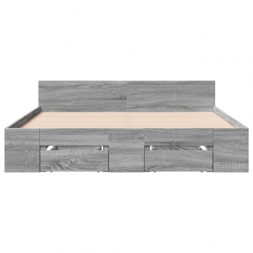 Sengeramme med skuffer 135 x 190 cm - grå sonoma-eg
