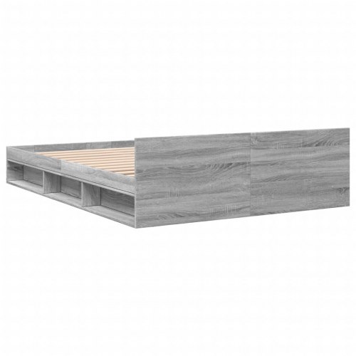 Sengeramme med skuffer 135 x 190 cm - grå sonoma-eg