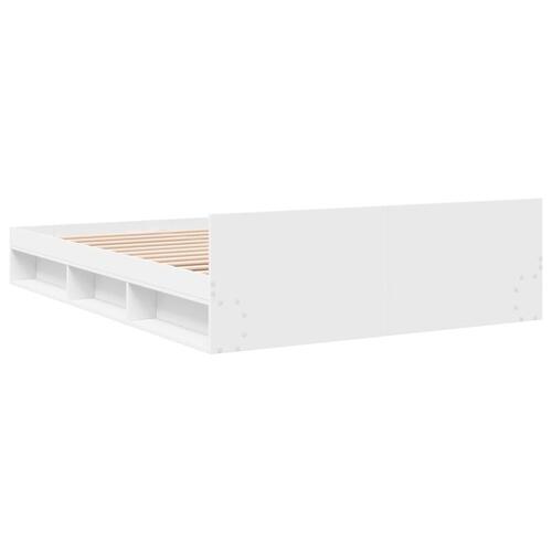 Sengeramme med skuffer 135x190 cm konstrueret træ hvid højglans