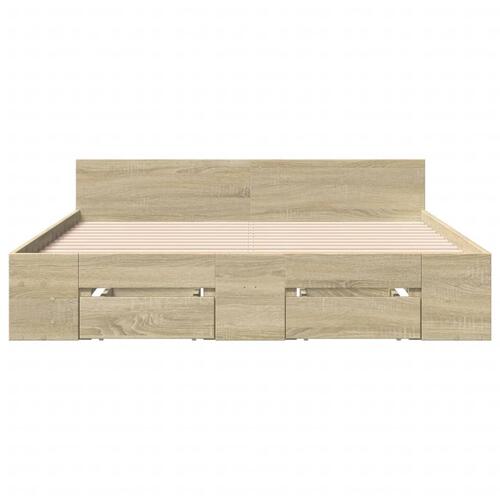 Sengeramme med skuffer 120x200 cm konstrueret træ sonoma-eg