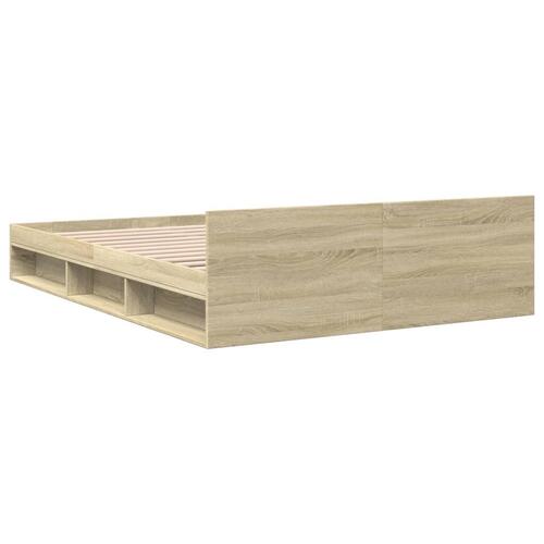 Sengeramme med skuffer 120x200 cm konstrueret træ sonoma-eg