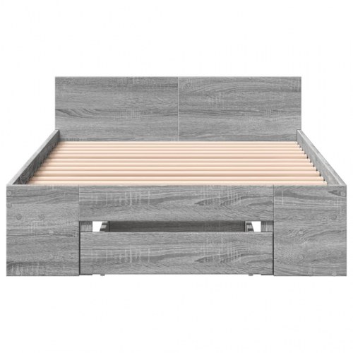 Sengeramme med skuffe 100 x 200 cm - grå sonoma-eg