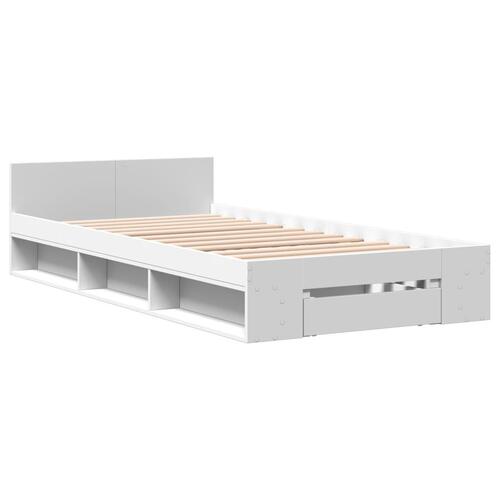 Sengeramme med skuffe 90x200 cm konstrueret træ hvid