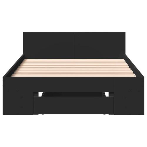 Sengeramme med skuffe 75x190 cm konstrueret træ sort