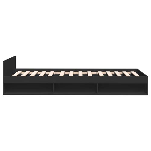 Sengeramme med skuffe 75x190 cm konstrueret træ sort