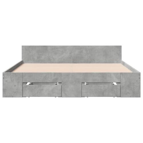 Sengeramme med skuffer 135x190 cm konstrueret træ betongrå