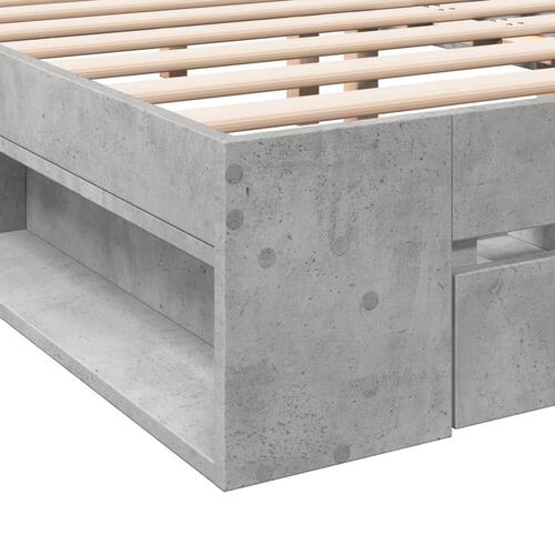 Sengeramme med skuffer 135x190 cm konstrueret træ betongrå