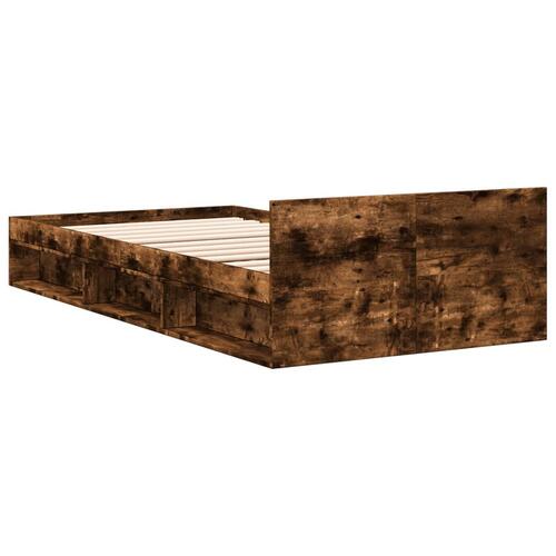 Sengeramme med skuffe 90x200 cm konstrueret træ røget eg