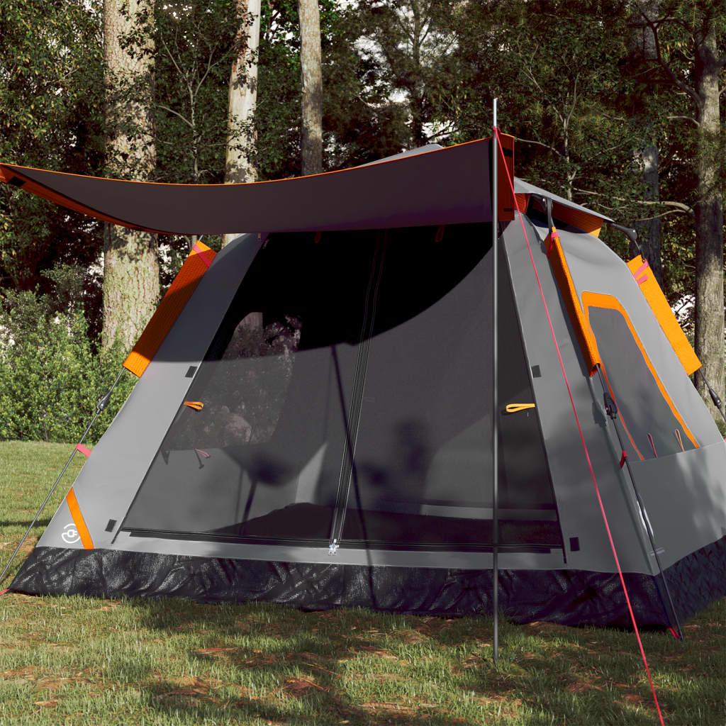 5 Personers Campingtelt Kuppel Quick Release Grå Og Orange