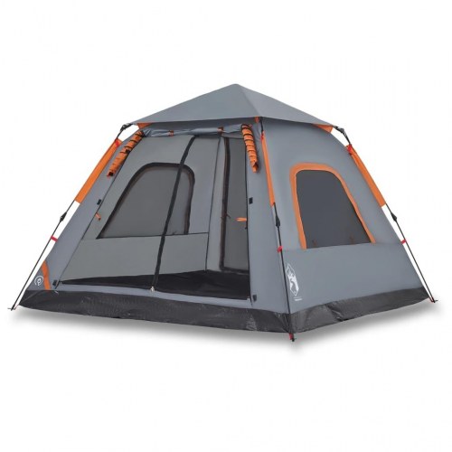 Campingtelt til 5 personer med quick-release - grå og orange