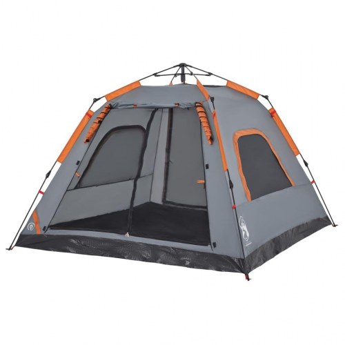 Campingtelt til 5 personer med quick-release - grå og orange