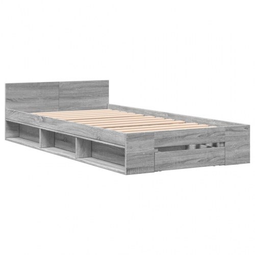 Sengeramme med skuffe 90 x 190 cm - grå sonoma-eg