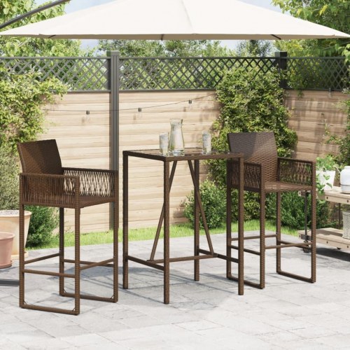 Barbord til haven 70×70×110 cm i polyrattan - brun