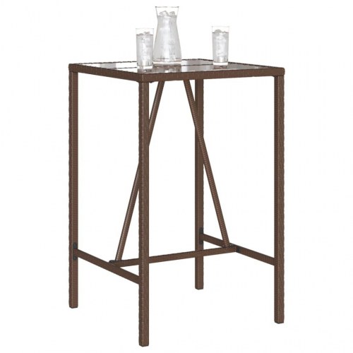 Barbord til haven 70×70×110 cm i polyrattan - brun