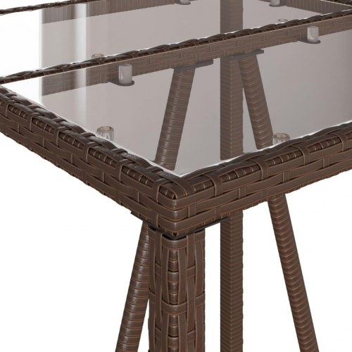 Barbord til haven 70×70×110 cm i polyrattan - brun