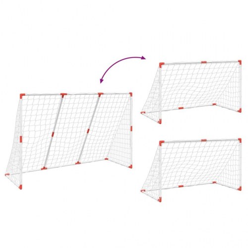 Fodboldmål til børn 184x64x124 cm med 2 bolde hvid
