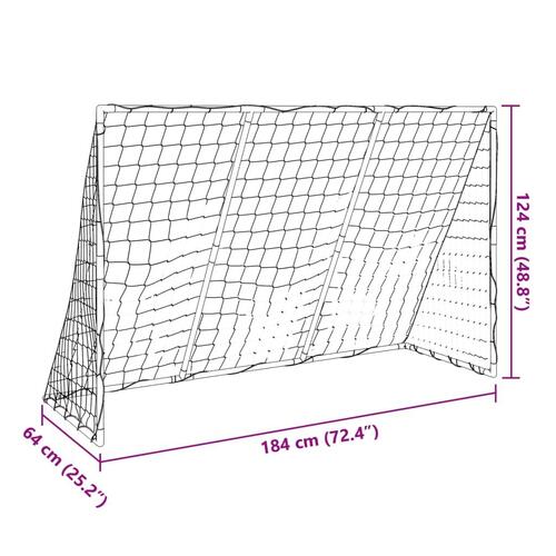 Fodboldmål til børn 184x64x124 cm med 2 bolde hvid