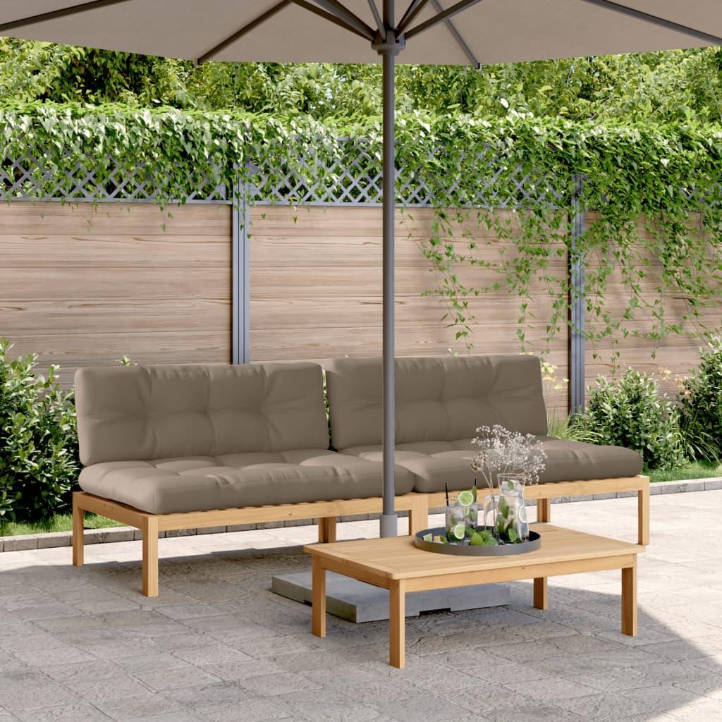 Midtermoduler til pallesofa 2 stk. med hynder massivt akacietræ