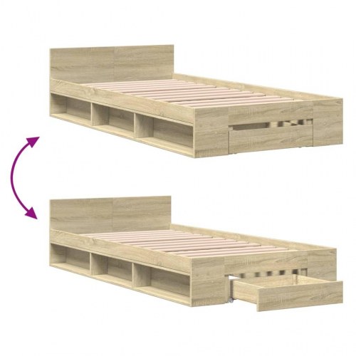 Sengeramme med skuffe 90 x 190 cm - sonoma-eg