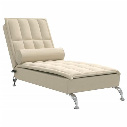 Chaiselong med massage og pude stof cremefarvet