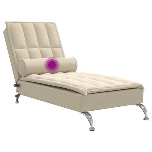 Chaiselong med massage og pude stof cremefarvet