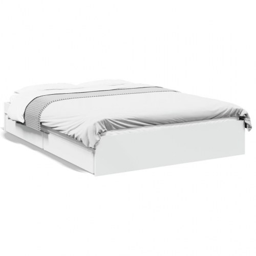 Sengeramme med 4 skuffer 140 x 190 cm - hvid