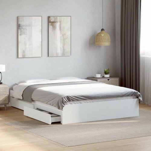 Sengeramme med 4 skuffer 140 x 190 cm - hvid