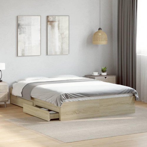Sengeramme med 4 skuffer 140 x 190 cm - sonoma-eg
