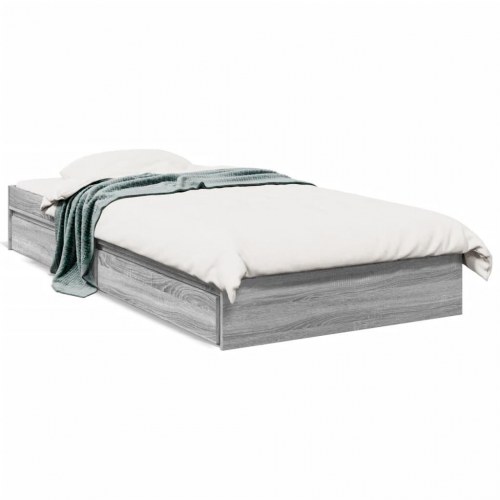 Sengeramme med 4 skuffer 90 x 200 cm - grå sonoma-eg