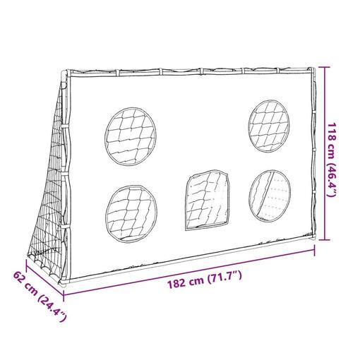 Fodboldmål 182x62x118 cm med præcisionsdug og bold