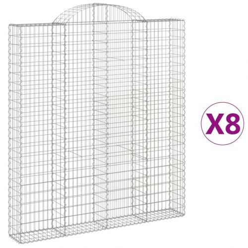 Buede gabionkurve - 8 stk. 200×30×220/240 cm i galvaniseret jern