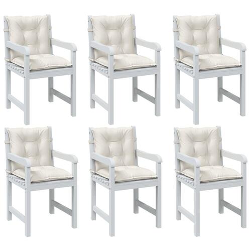 Stolehynder med lav ryg 6 stk. 100x50x7 cm stof cremefarvet