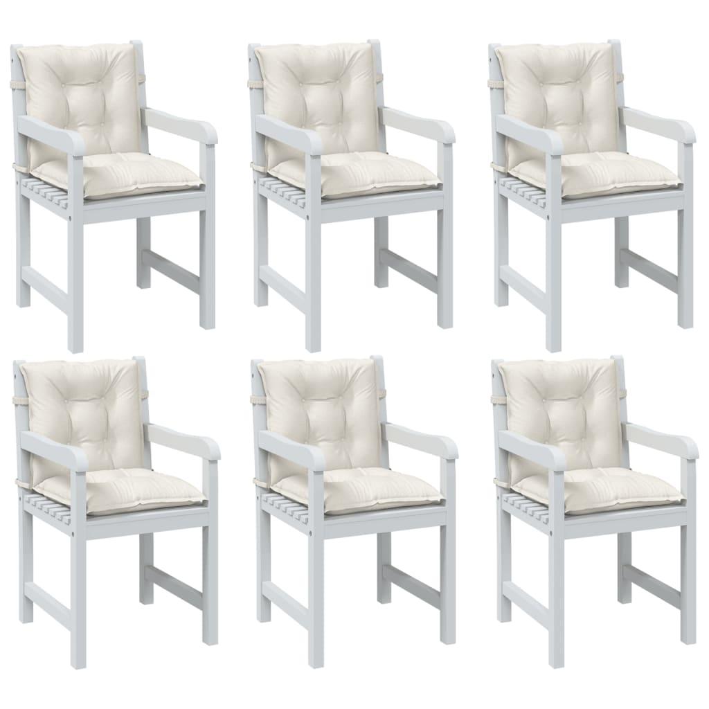 Stolehynder med lav ryg 6 stk. 100x50x7 cm stof cremefarvet